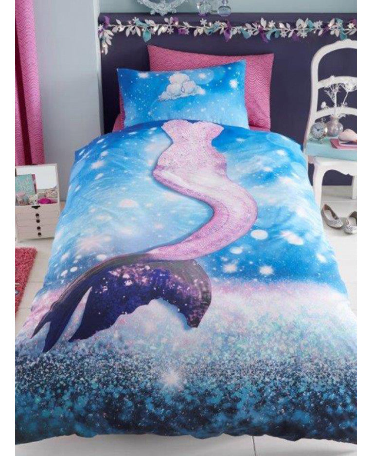 Mermaid Wave Single Duvet Cover And Pillowcase Set