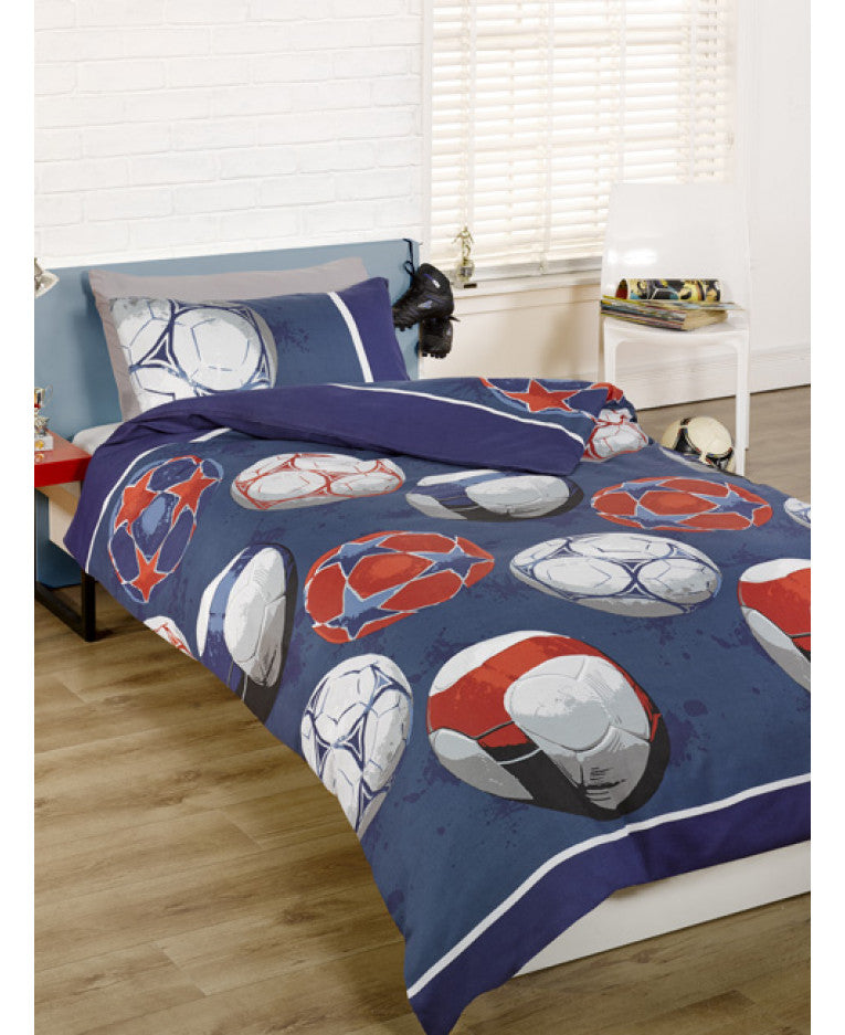 1 Football Double Queen Duvet Cover And Pillowcase Set Blue