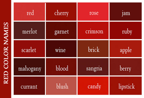 Feng Shui red Color names shaded For Bed Room 