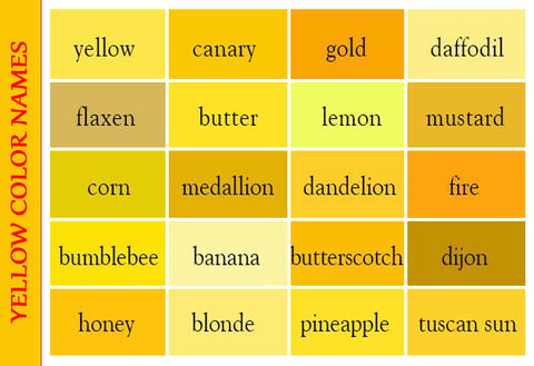 Feng Shui yellow Color names For Bed Room 