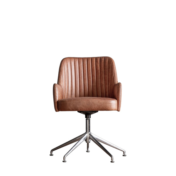 brown fabric swivel chair