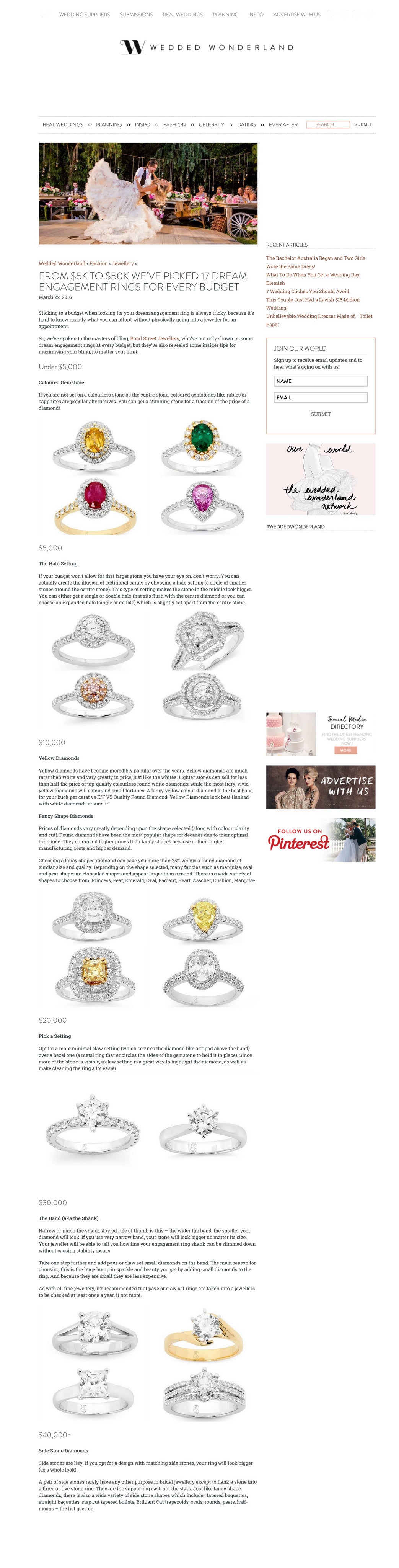 Bond Street Jewellers - News and Media - As seen in - Weddedwonderland