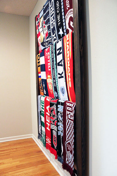 scarf display rack soccer scarves nou bar google racks hanger diy bernabeu adjustable wood wide cave