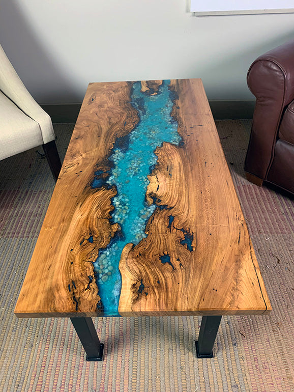 Buy A Cherry Epoxy Resin Coffee Table For $2,100 | Sturdy Metal Legs