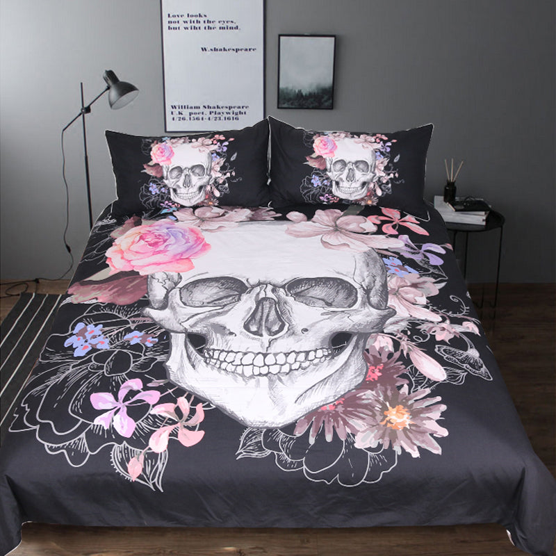 3pc Gothic Floral Skull Bedding The Official Strange And Creepy Store