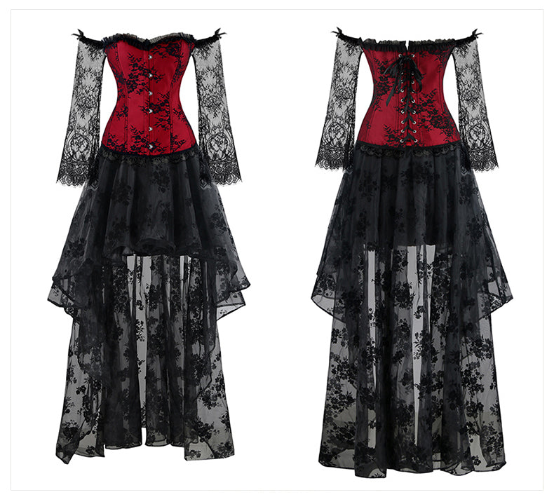 red and black gothic dress