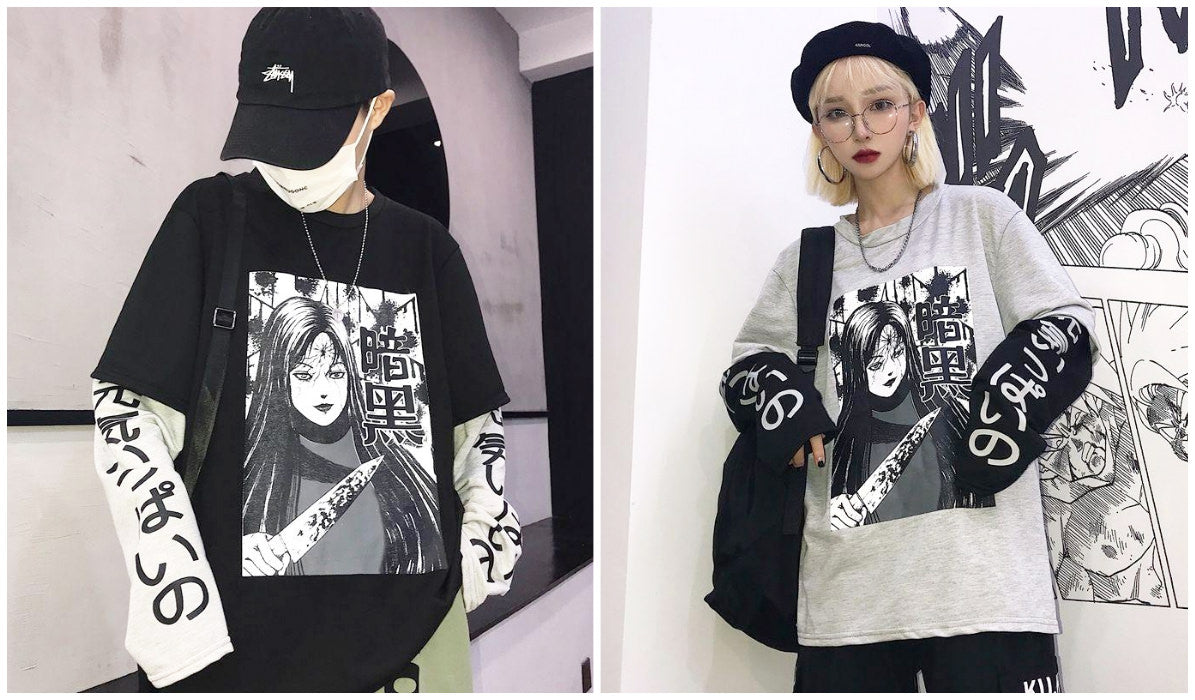 Anime Aesthetic Clothing Compilation Tomie Horror Manga Two-Piece T-shirt Blog