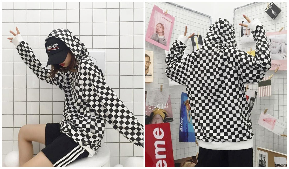 Checkered Grid Outfits Compilation Checkered Grid Grunge Hoodie itGirl Shop Blog