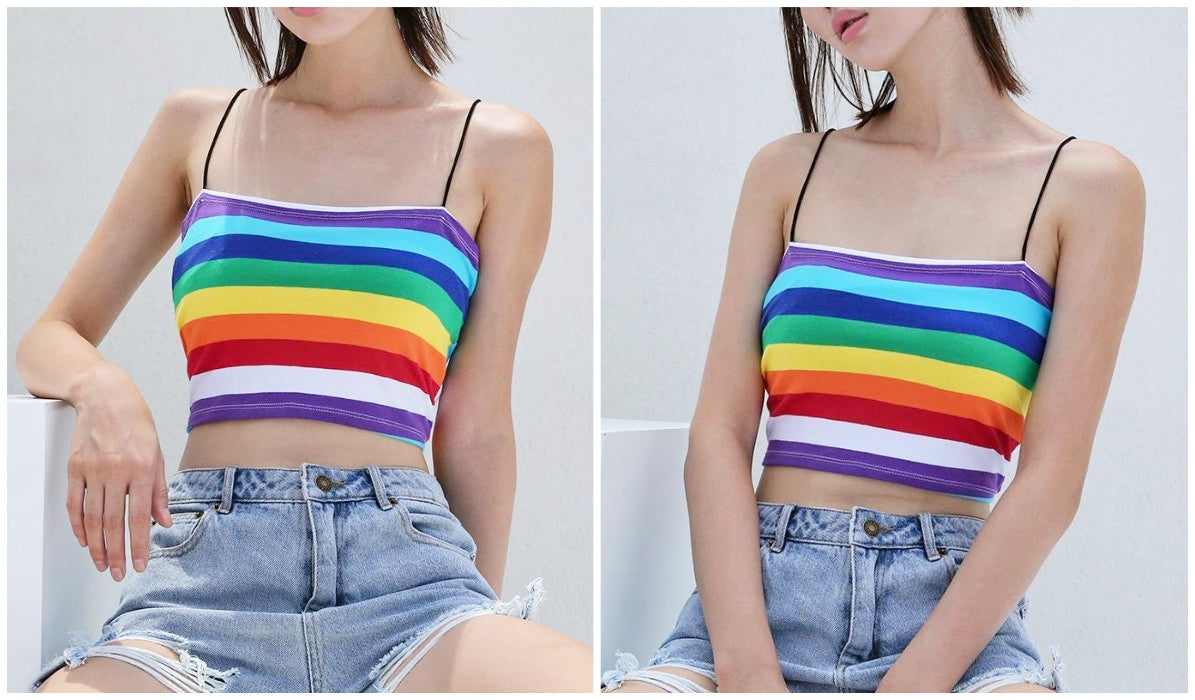 Rainbow Clothing and Accessories Rainbow Striped Slim Crop Tube Top itGirl Shop Blog