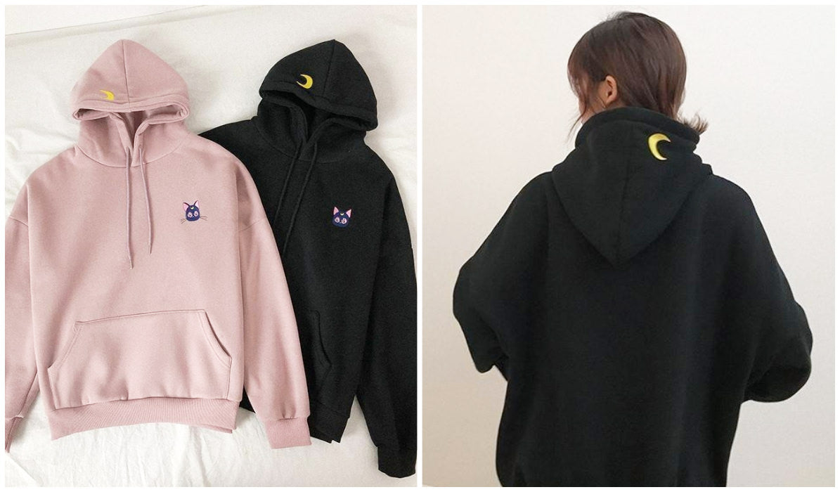 Top 11 Aesthetic Hoodies Sailor Moon Luna Cat Embroidery Hoodie itGirl Shop Blog