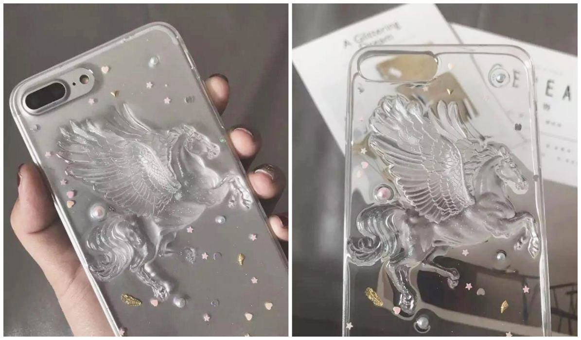 Transparent iPhone Cases Pegasus Transparent Sparkle iPhone Case itGirl Shop Blog