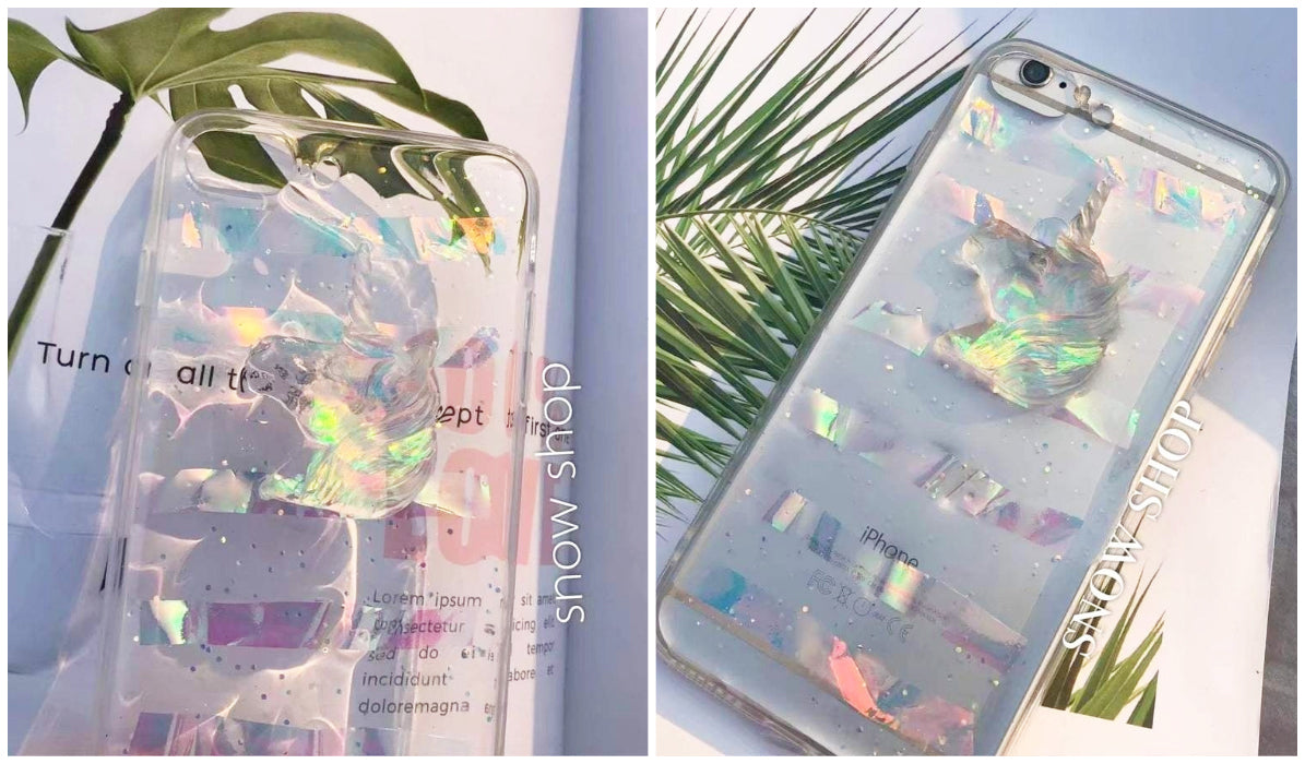 Transparent iPhone Cases Unicorn Holographic Glitter iPhone Case itGirl Shop Blog