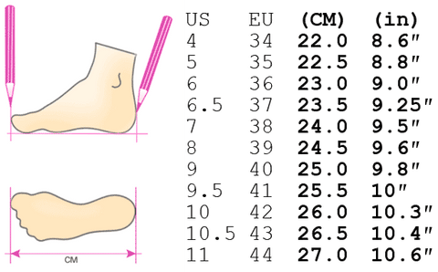shoes size guide chart
