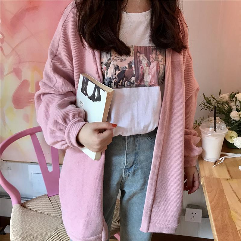 Itgirl Shop Oversized Pastel Aesthetic Knitted Cardigan 4613