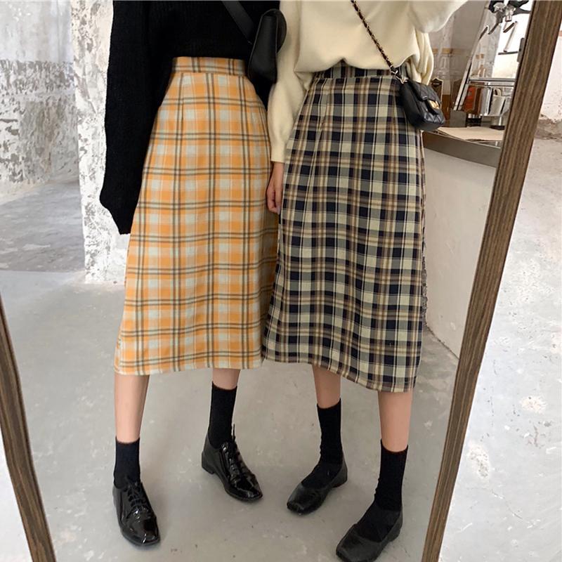high waist maxi skirt tartan
