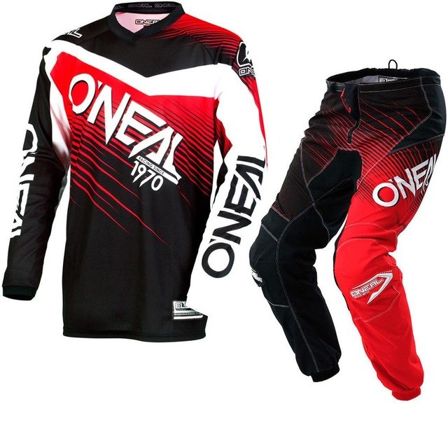 red and black dirt bike gear