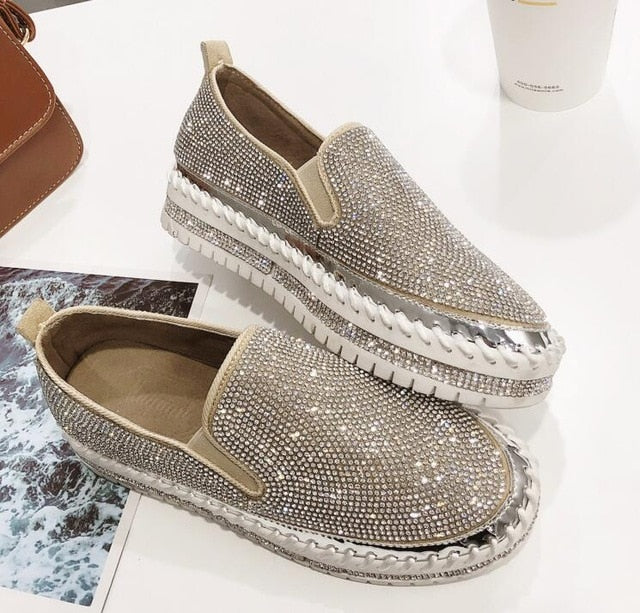 bedazzled slip on sneakers