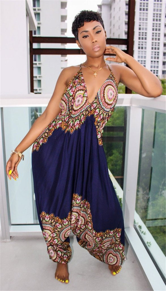 dashiki print jumpsuit