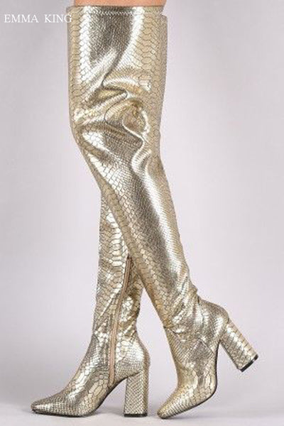 gold over the knee boots