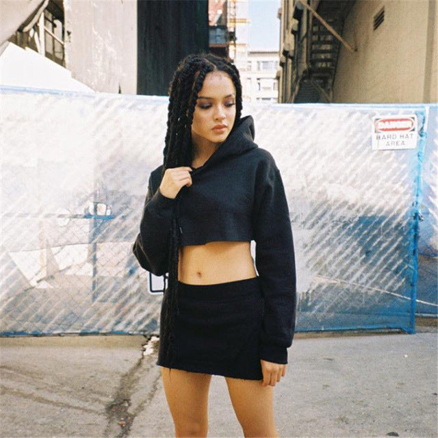 crop top hoodie with skirt