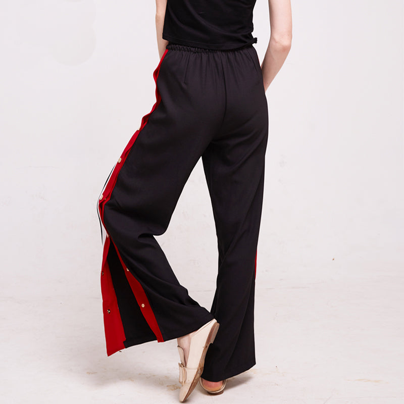 side stripe button pants