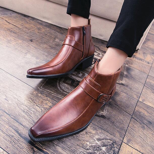 mens pointed toe ankle boots