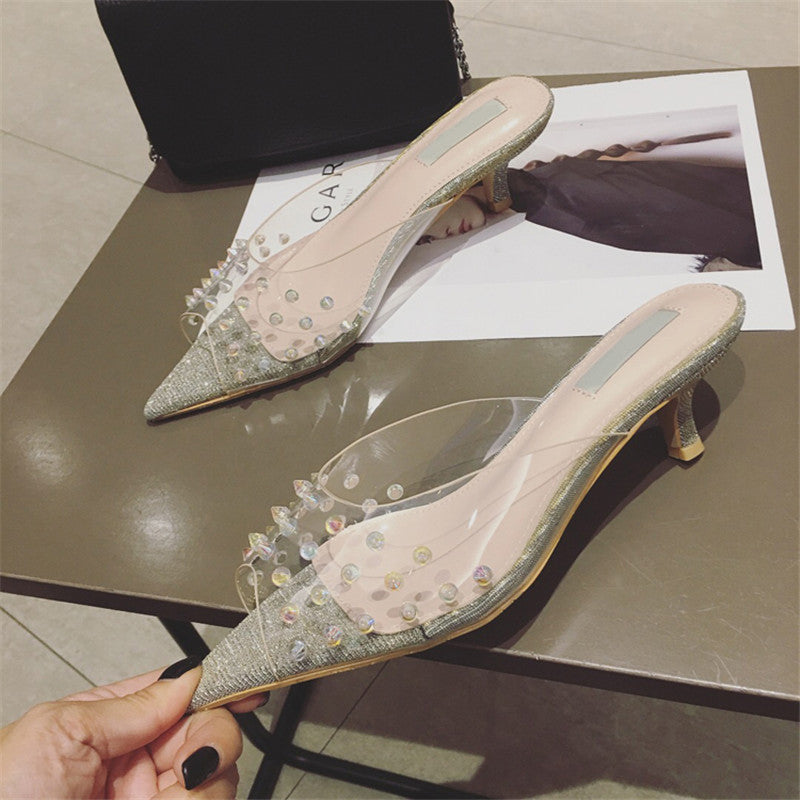 kitten heel clear shoes