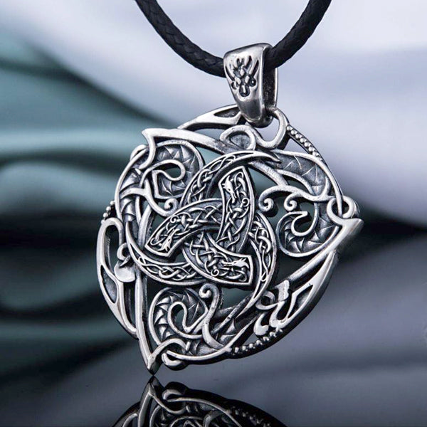 Sterling Silver 925 Horns Of Odin In Celtic Circle Pendant 5.8 Grams