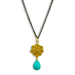 22k gold and turquoise pendant