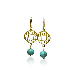 22k scroll and turquoise earrings