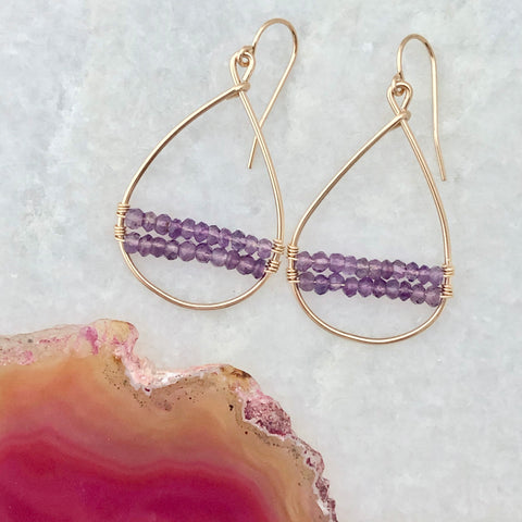 Amethyst Woven Hoop Earrings