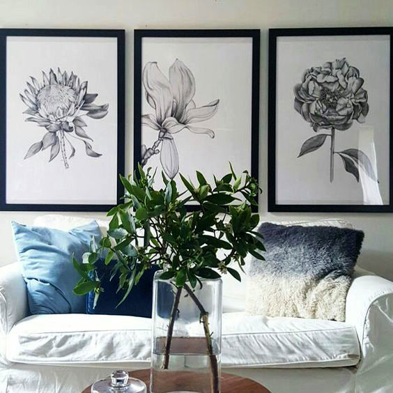 Paper and style co set of 3 botanical prints
