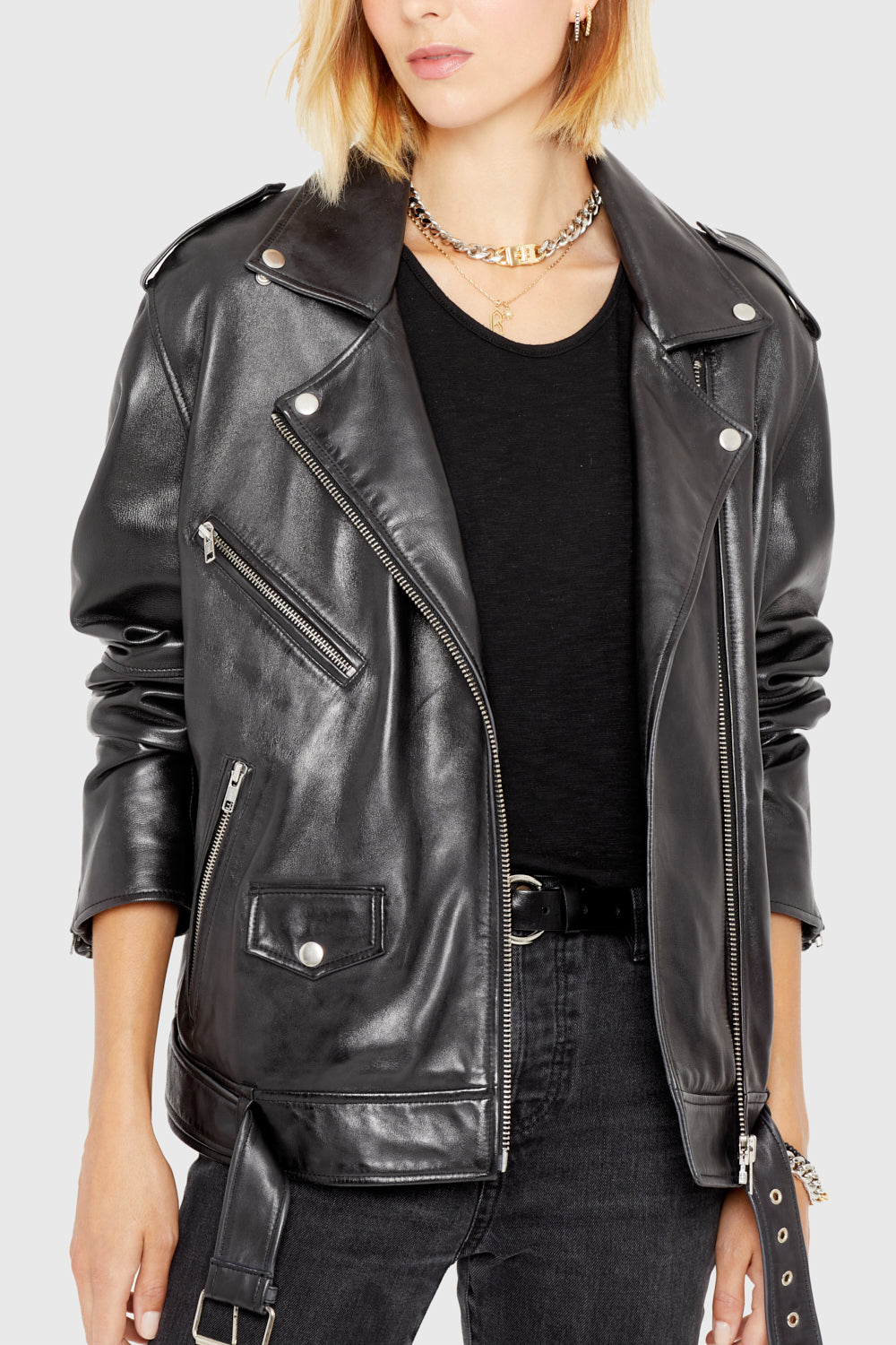 discount 78% Gray M WOMEN FASHION Jackets Biker jacket Basic NoName biker jacket 