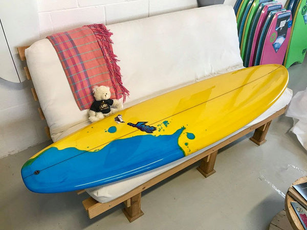 A beautiful new custom surfboard arrived at the shop.