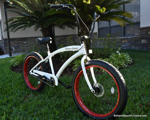 black and red beach cruiser