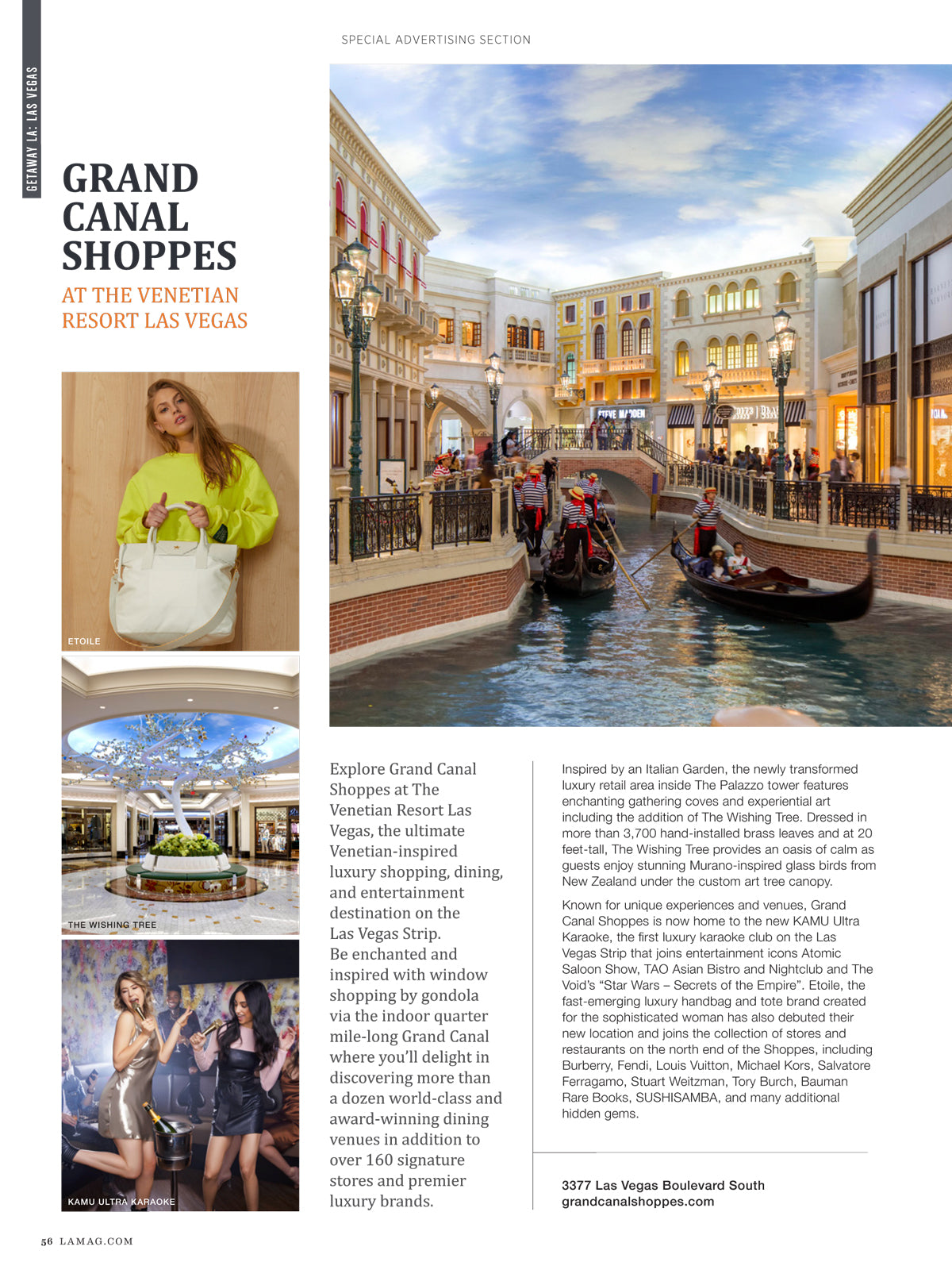 LA Magazine -Grand Canal Shoppes features etoile