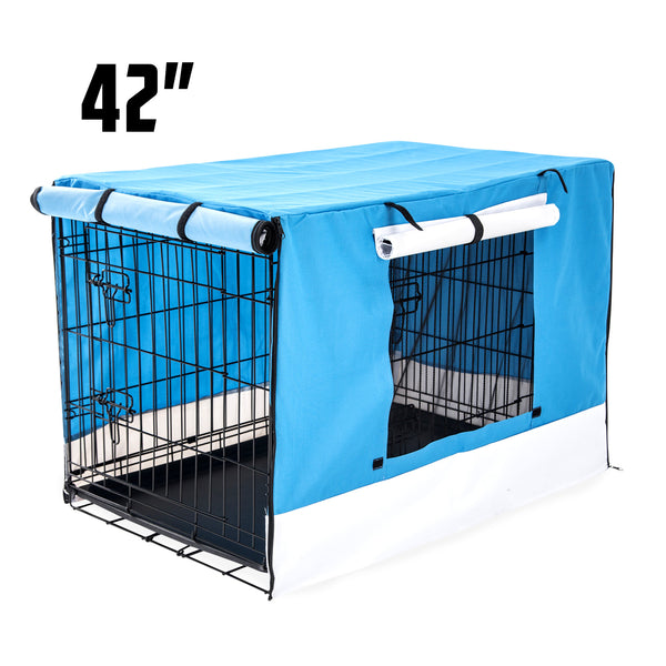Foldable Metal Wire Dog Cage w/ Cover 