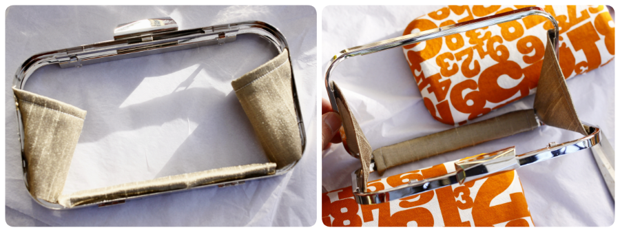 HOW TO APPLY FABRIC TO PURSE FRAMES, gussets box clutch, gusset clamshell box clutch