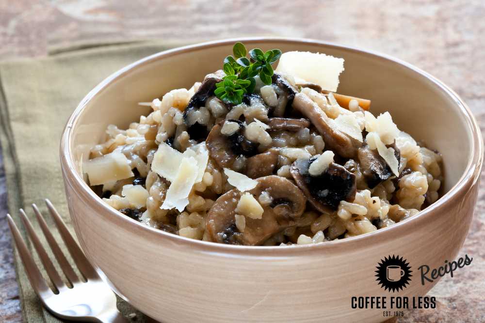 Black tea mushroom risotto