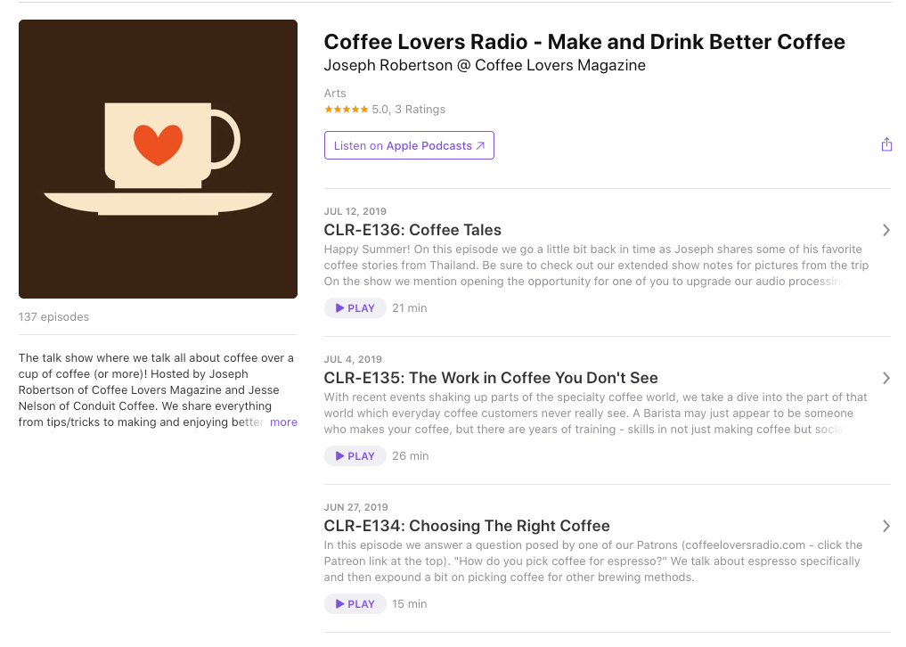 Coffee Lovers Podcast on Apple