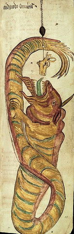 Jörmungandr  in a Norse manuscript.