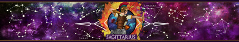 Sagittarius scented candle banner artwork | Happy Piranha.