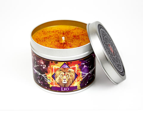 Leo zodiac star sign scented candle.