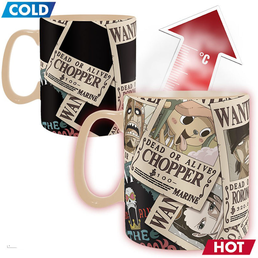 One Piece Wanted Poster King Size Heat Change Mug Happy Piranha