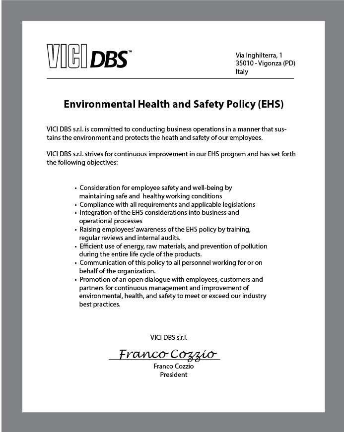 VICI DBS Environmental and Safety Policy