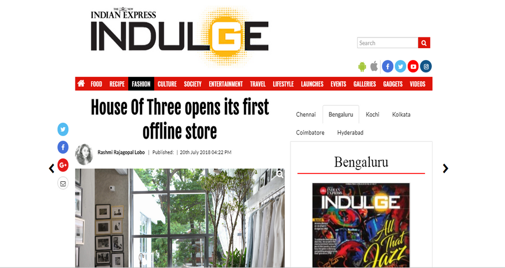 House of Three in Indulge , The New Indian Express