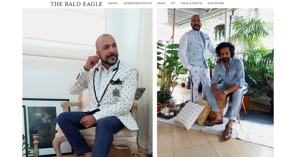 alt=" Blogger Subhashish Mandal of Bald Eagle and Sounak Sen Barat in House of Three Pret Menswear"