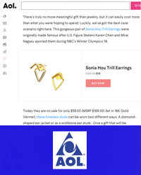AOL featured SONIA HOU Jewelry