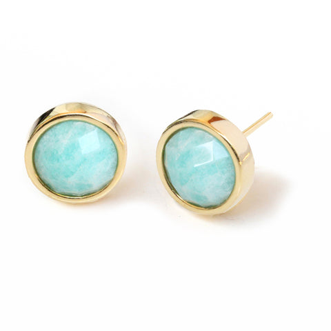 Fire 24K Gold Stud Blue Amazonite Gemstone Earrings Are The Best Christmas Gifts For Moms 2018 By Sonia Hou Jewelry