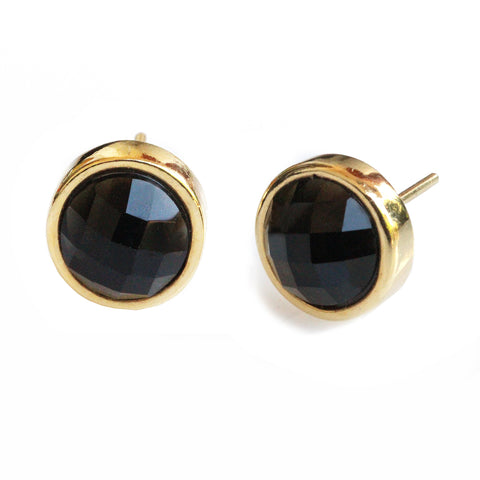FIRE 24K Gold Stud Black Gemstone Earrings Are One Of The Best Black Friday Jewelry Deals and Sales 2018 By Sonia Hou Jewelry